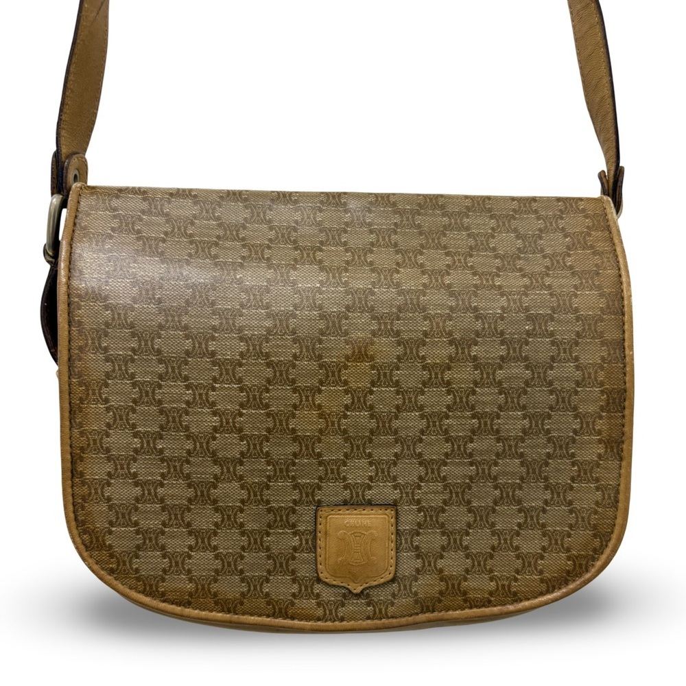 CELINE Macadam Shoulder Bag Triomphe Logo PVC Leather Vintage